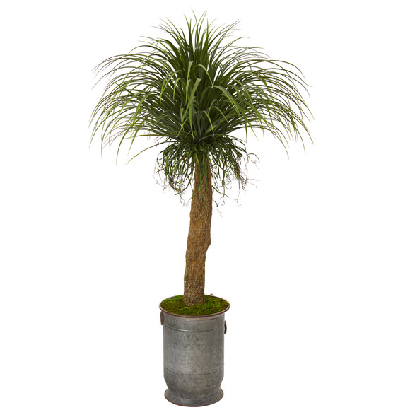 64 Pony Tail Palm Artificial Plant in Copper Trimmed Metal Planter - SKU #T1041