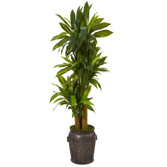 5 Corn Stalk Dracaena Artificial Plant in Metal Planter Real Touch - SKU #T1048