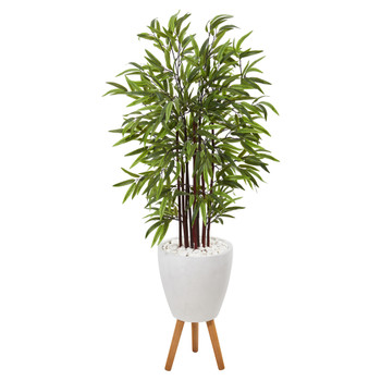 55 Bamboo Artificial Tree in White Planter with Stand - SKU #T1068