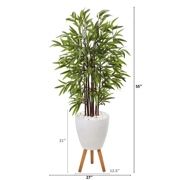 55 Bamboo Artificial Tree in White Planter with Stand - SKU #T1068 - 1