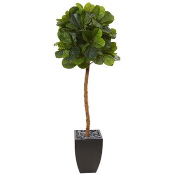 64 Fiddle Leaf Artificial Tree in Black Planter Real Touch - SKU #T1121