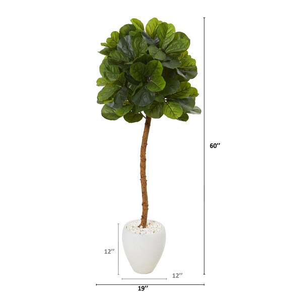 5 Fiddle Leaf Artificial Tree in White Planter Real Touch - SKU #T1123 - 1