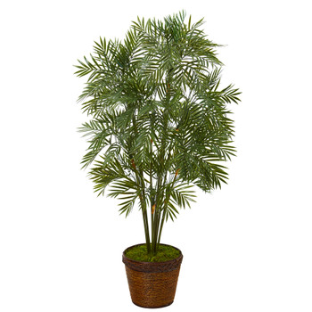 46 Parlor Palm Artificial Tree in Coiled Rope Planter - SKU #T1132
