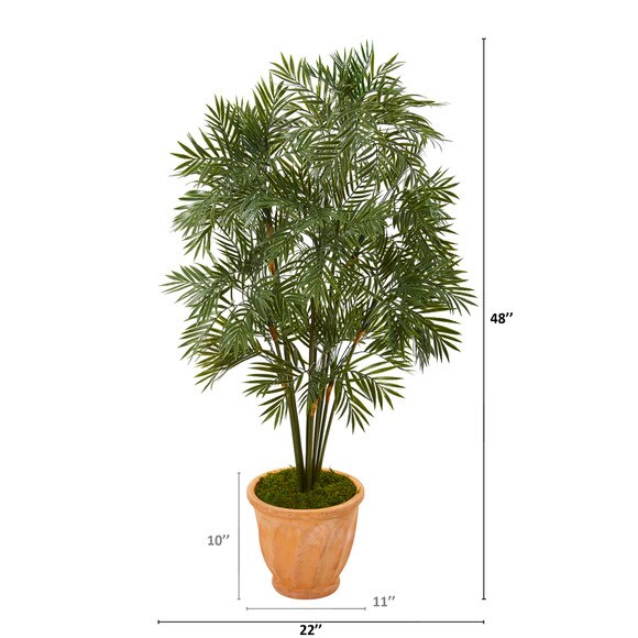 4 Parlor Palm Artificial Tree in Terra-Cotta Planter - SKU #T1133 - 1