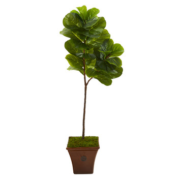 5 Fiddle Leaf Artificial Tree in Brown Planter Real Touch - SKU #T1144