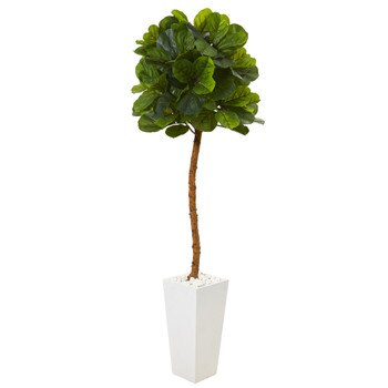 68 Fiddle Leaf Artificial Tree in White Planter Real Touch - SKU #T1150