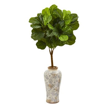 40 Fiddle Leaf Artificial Tree in Designer Vase Real Touch - SKU #T1171