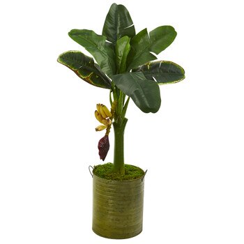 35 Banana Artificial Tree in Green Planter - SKU #T1188