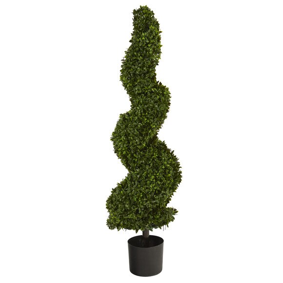 4 Spiral Hazel Leaf Artificial Topiary Tree UV Resistant Indoor/Outdoor - SKU #T1204