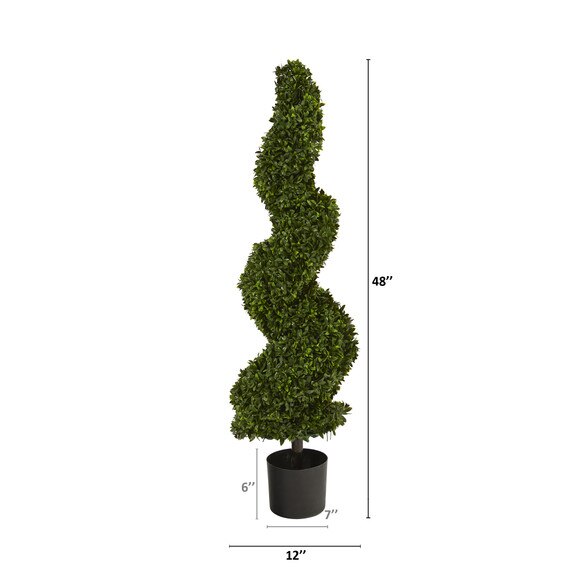 4 Spiral Hazel Leaf Artificial Topiary Tree UV Resistant Indoor/Outdoor - SKU #T1204 - 1