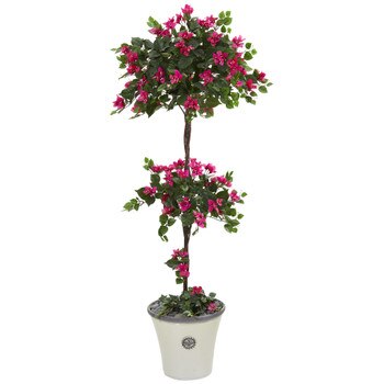 5 Bougainvillea Artificial Topiary Tree in Decorative Planter - SKU #T1215