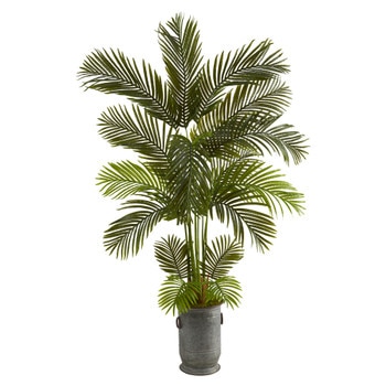 5.5 Areca Palm Artificial Tree in Vintage Metal Planter - SKU #T1235