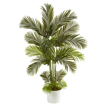 5.5 Areca Palm Artificial Tree in White Tin Planter - SKU #T1237
