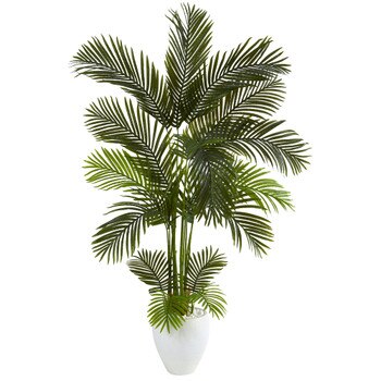 65 Areca Palm Artificial Tree in White Planter - SKU #T1241