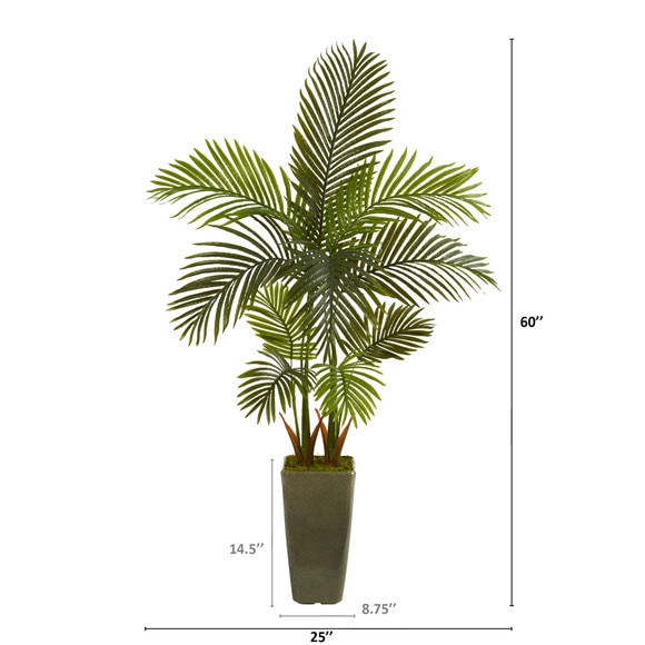 5 Areca Palm Artificial Tree in Green Planter - SKU #T1249 - 1