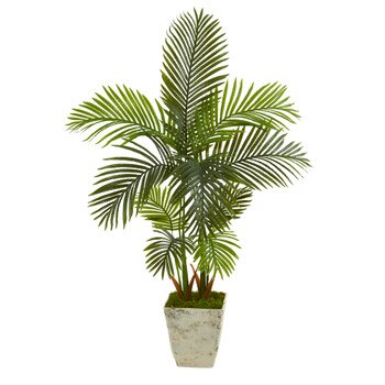 4.5 Areca Palm Artificial Tree in Country White Planter - SKU #T1252