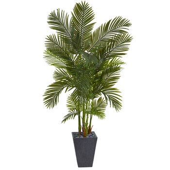 70 Areca Palm Artificial Tree in Slate Planter - SKU #T1256