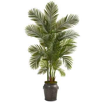 70 Areca Palm Artificial Tree in Metal Planter - SKU #T1258