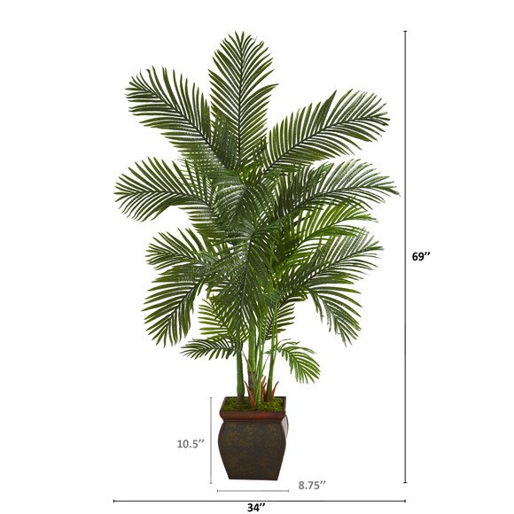 69 Areca Palm Artificial Tree in Decorative Planter - SKU #T1262 - 1