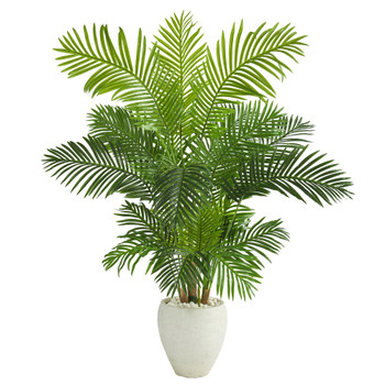 62 Hawaii Palm Artificial Tree in White Planter - SKU #T1269