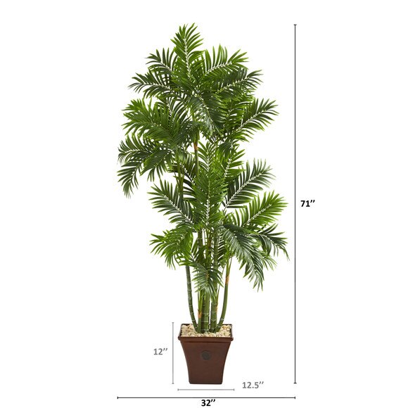71 Areca Palm Artificial Tree in Brown Planter - SKU #T1278 - 1