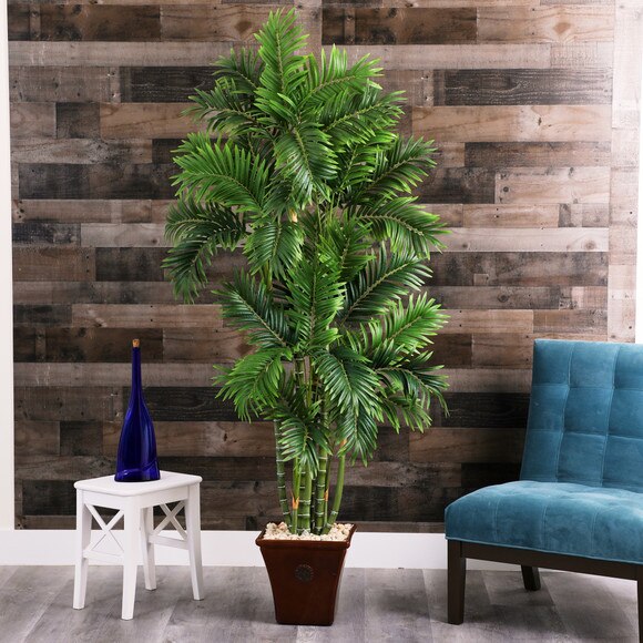 71 Areca Palm Artificial Tree in Brown Planter - SKU #T1278 - 2