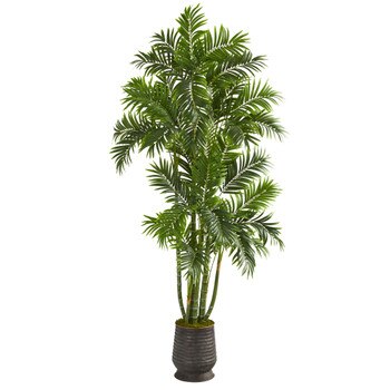70 Areca Palm Artificial Tree in Ribbed Metal Planter - SKU #T1279