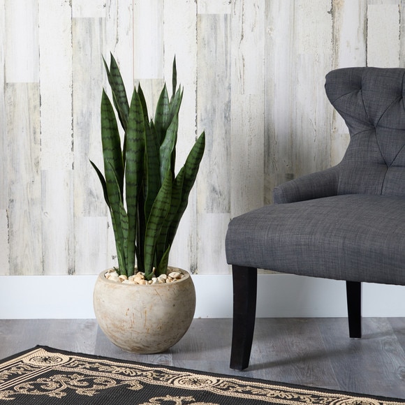 32 Sansevieria Artificial Plant in Sand Colored Planter - SKU #T1287 - 2