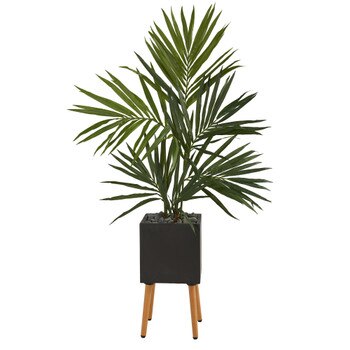 64 Kentia Artificial Palm Tree in Black Planter with Stand - SKU #T1296