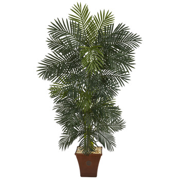 75 Golden Cane Artificial Palm Tree in Brown Planter - SKU #T1299