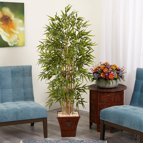 64 Bamboo Artificial Tree in Brown Planter - SKU #T1304 - 2