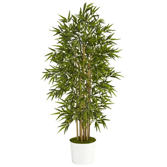 64 Bamboo Artificial Tree in White Tin Planter - SKU #T1306