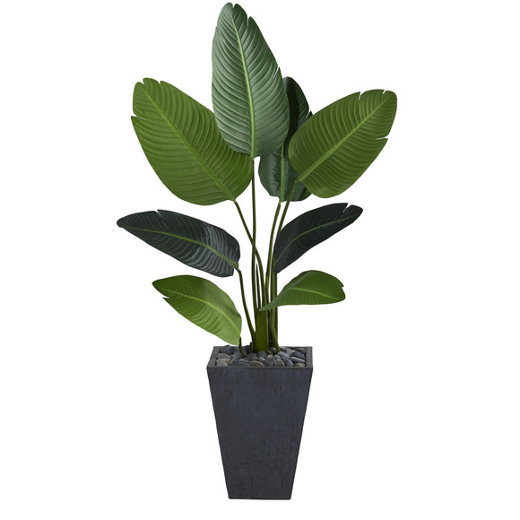 52 Travelers Palm Artificial Tree in Slate Planter - SKU #T1310