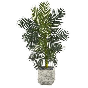 5 Golden Cane Artificial Palm Tree in White Planter - SKU #T1319