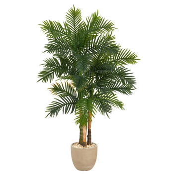 62 Areca Palm Artificial Tree in Sandstone Planter - SKU #T1369