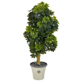 5 Schefflera Artificial Tree in Decorative Planter Real Touch - SKU #T1380