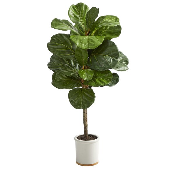3.5 Fiddle Leaf Artificial Tree in White Ceramic Planter - SKU #T1405