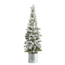 3 Flocked Artificial Pine Tree in Tin Planter - SKU #T1501