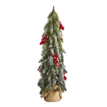 24 Flocked Christmas Artificial Tree with Berries and Pine Cones - SKU #T1503
