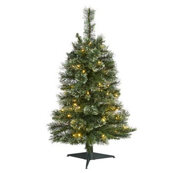 3 Wisconsin Slim Snow Tip Pine Artificial Christmas Tree with 50 Clear LED Lights - SKU #T1632