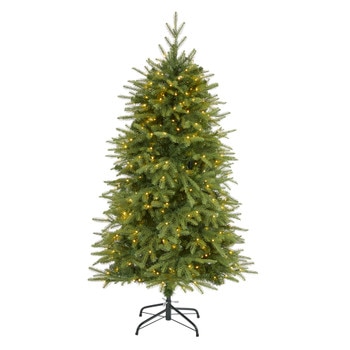 5 Vancouver Fir Natural Look Artificial Christmas Tree with 350 Clear LED Lights and 1054 Bendable Branches - SKU #T1652