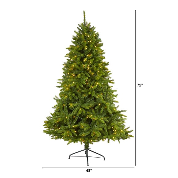 6 Sierra Spruce Natural Look Artificial Christmas Tree with 300 Clear LED Lights and 1357 Bendable Branches - SKU #T1665 - 1