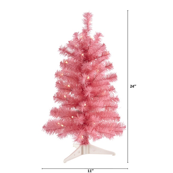 2 Pink Artificial Christmas Tree with 35 LED Lights and 72 Bendable Branches - SKU #T1697 - 1