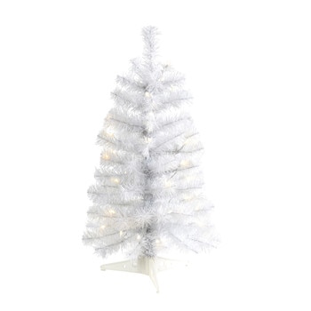 2 White Artificial Christmas Tree with 35 LED Lights and 72 Bendable Branches - SKU #T1698