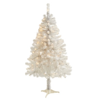 4 White Artificial Christmas Tree with 100 Clear LED Lights - SKU #T1725