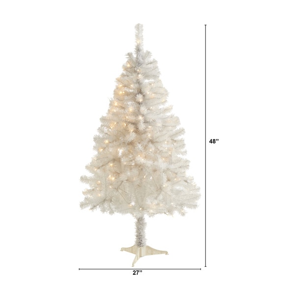 4 White Artificial Christmas Tree with 100 Clear LED Lights - SKU #T1725 - 1