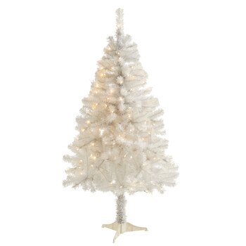 5 White Artificial Christmas Tree with 350 Bendable Branches and 150 Clear LED Lights - SKU #T1726