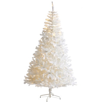 7 White Artificial Christmas Tree with 1000 Bendable Branches and 350 Clear LED Lights - SKU #T1728