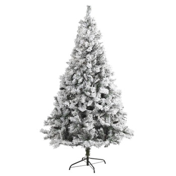 7 Flocked White River Mountain Pine Artificial Christmas Tree with Pinecones - SKU #T1759