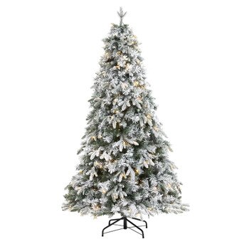 6 Flocked Vermont Mixed Pine Artificial Christmas Tree with 300 Clear LEDs Lights - SKU #T1772